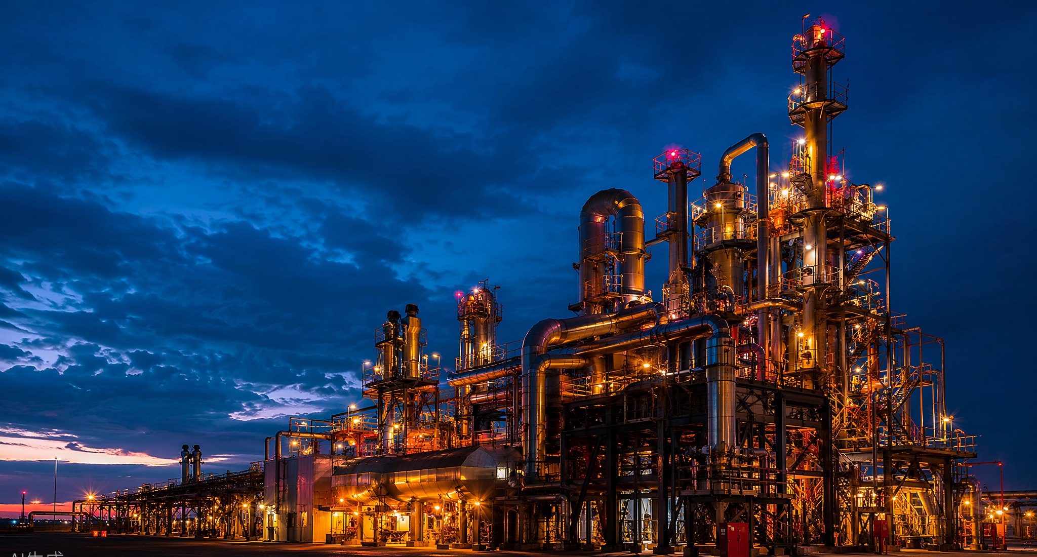 Planta industrial al atardecer — Central Industrial Bearings